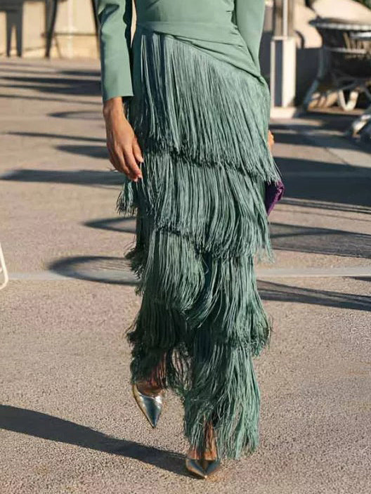 Elegant Layered Fringe Skirt