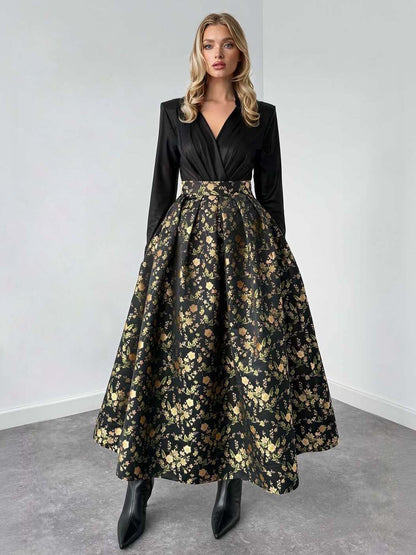 Elegant Jacquard Full Skirt Two-piece Set