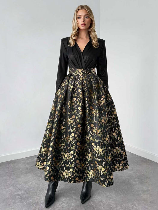 Elegant Jacquard Full Skirt Two-piece Set