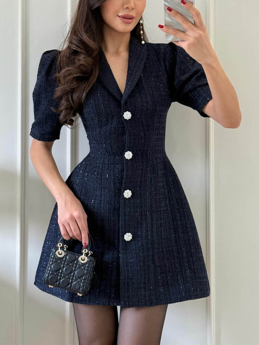 Elegant Tweed Coat-style Mini Dress