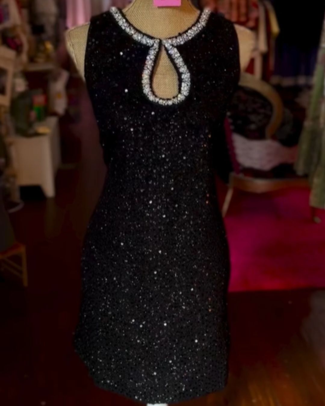 Rhinestone Trim Keyhole Neck Sleeveless Bodycon Mini Dress