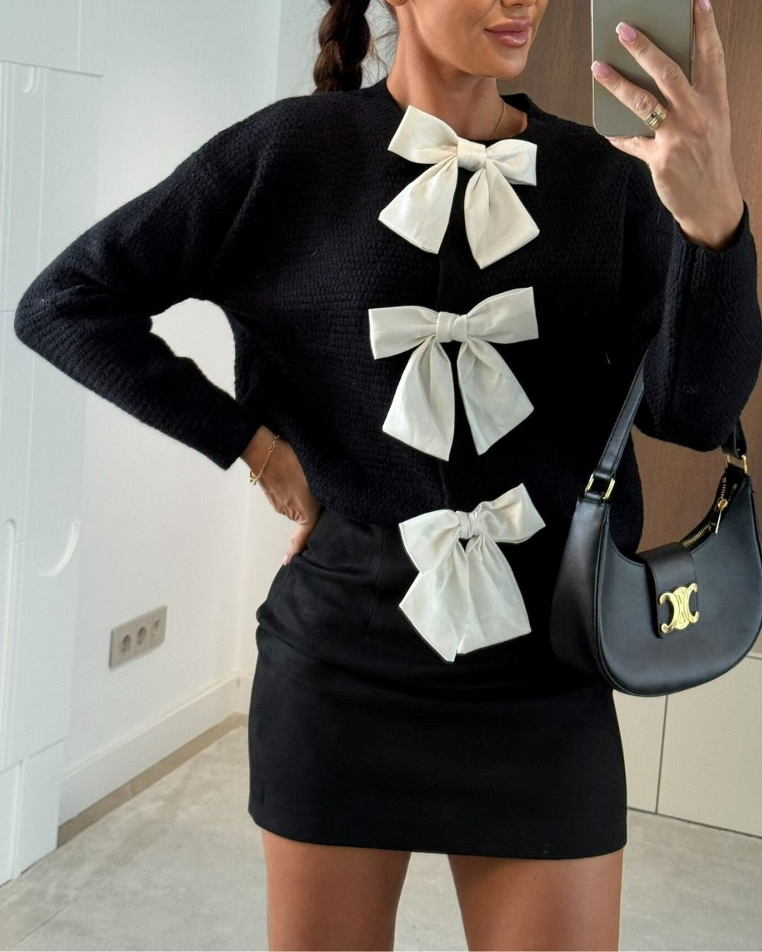 Elegant Bow Detail Knit Top
