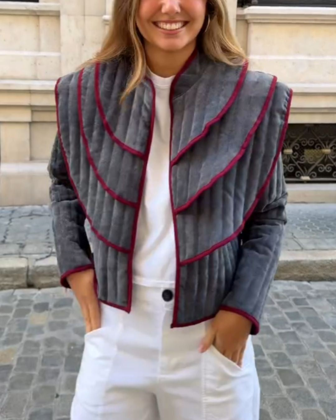 Structured Layered Cape-Style Short Jacket