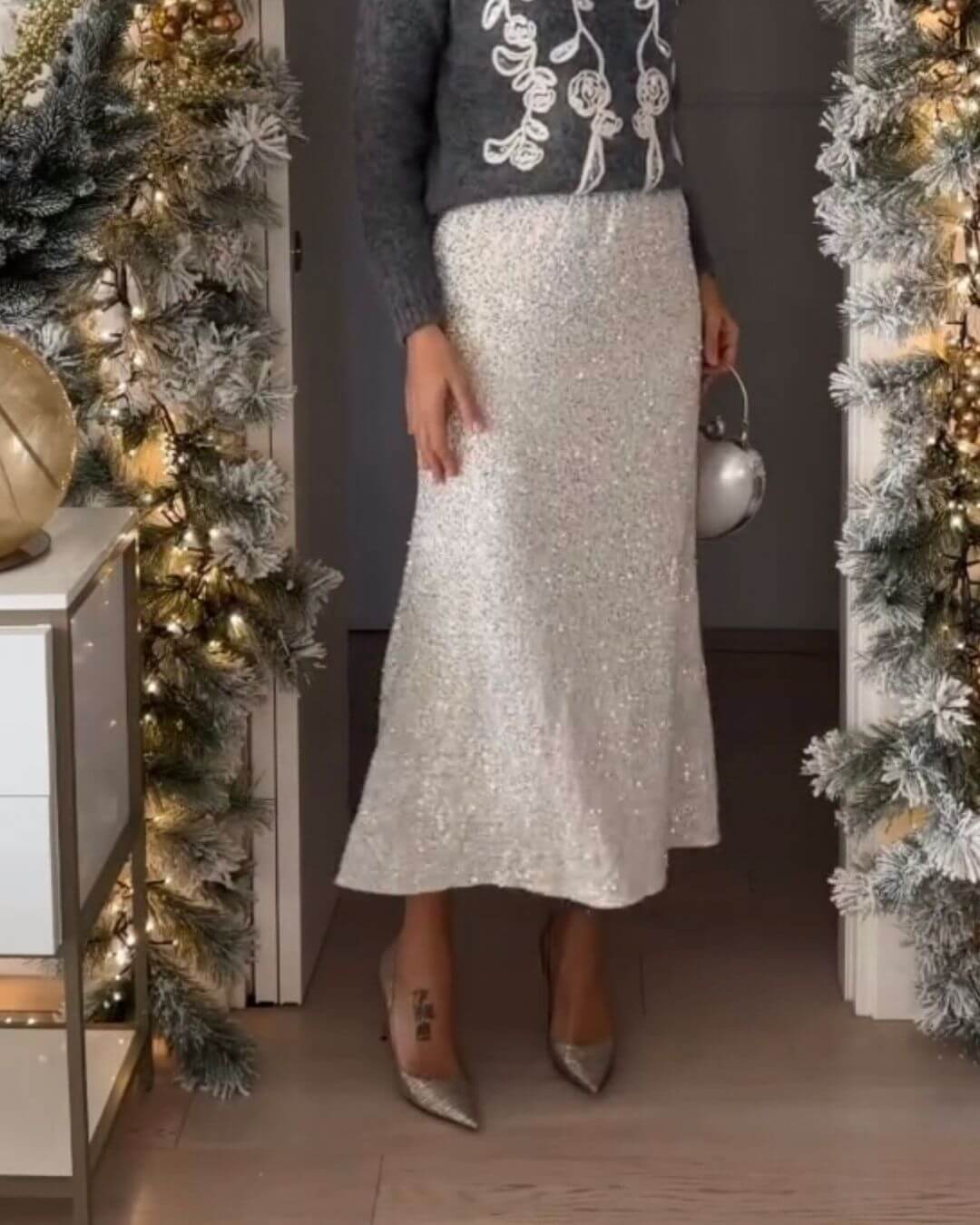 Sparkling Sequin Midi Skirt