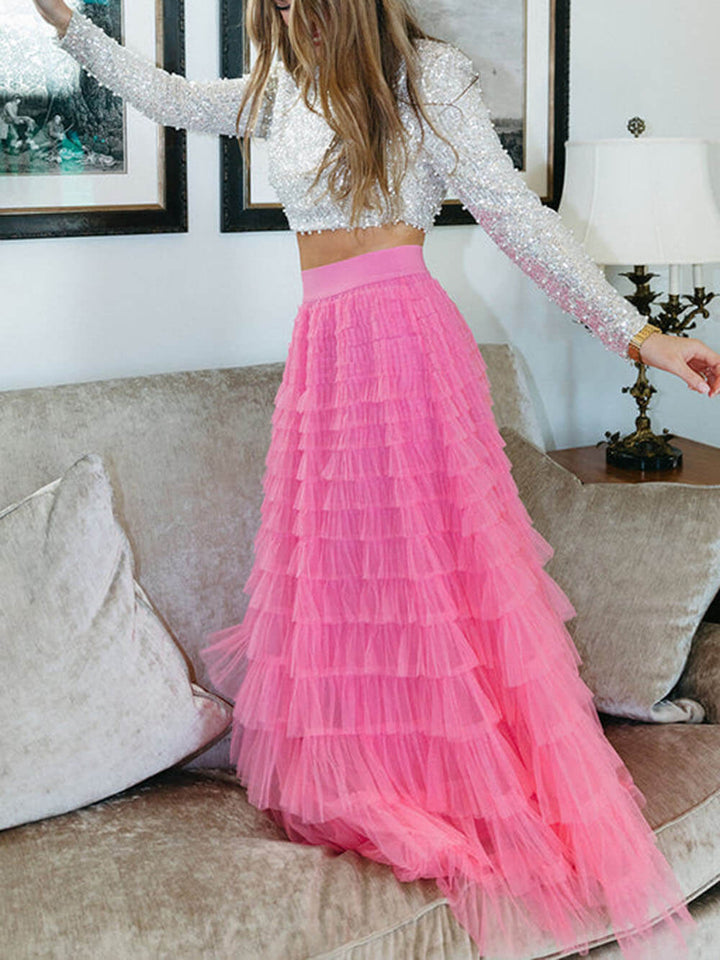 Mesh ruffle For The Frill Maxi Skirt