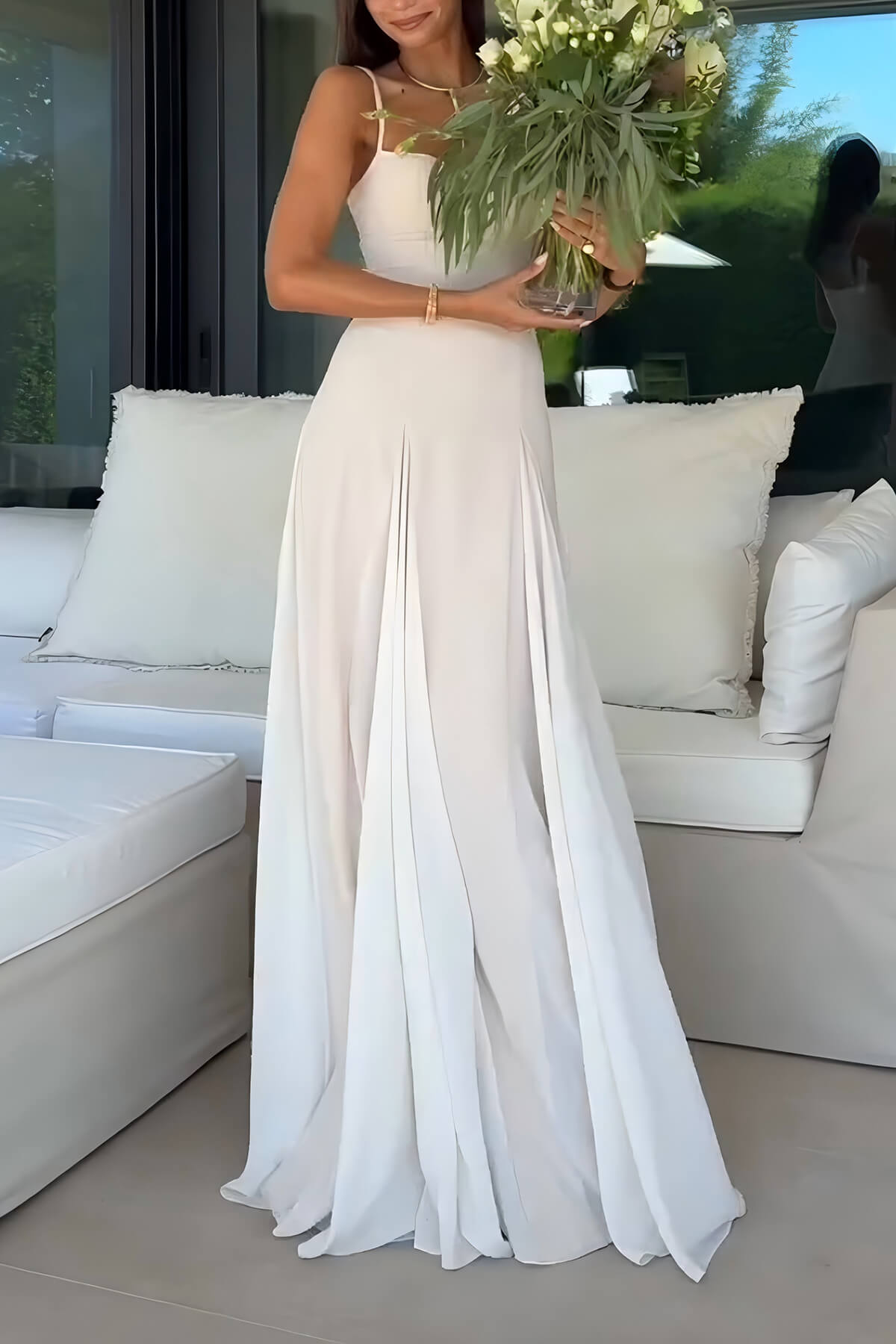 Elegance Panelled Tulle A-line Slip Maxi Dress