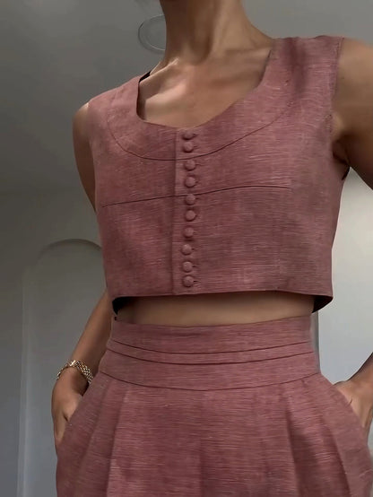 Casual Short Vest And Trousers Two-piece Set