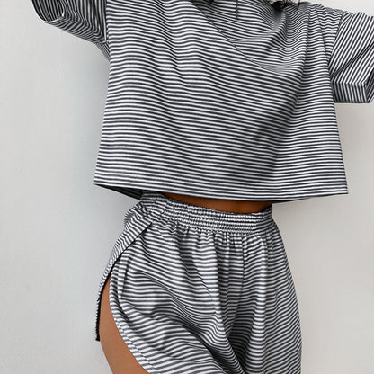 Striped comfortable loose casual two-piece set