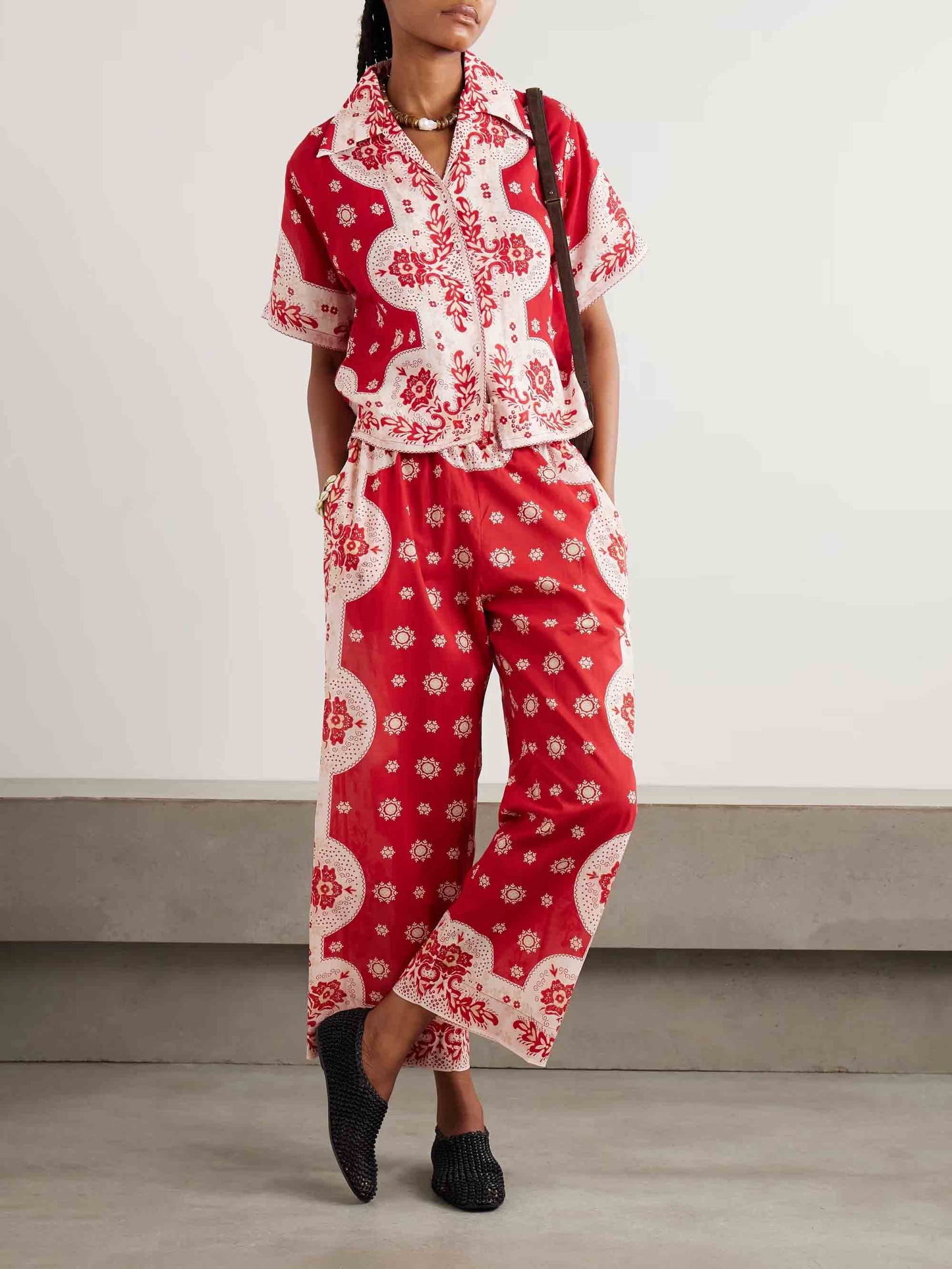 Retro Bright Floral Print Casual Shirt