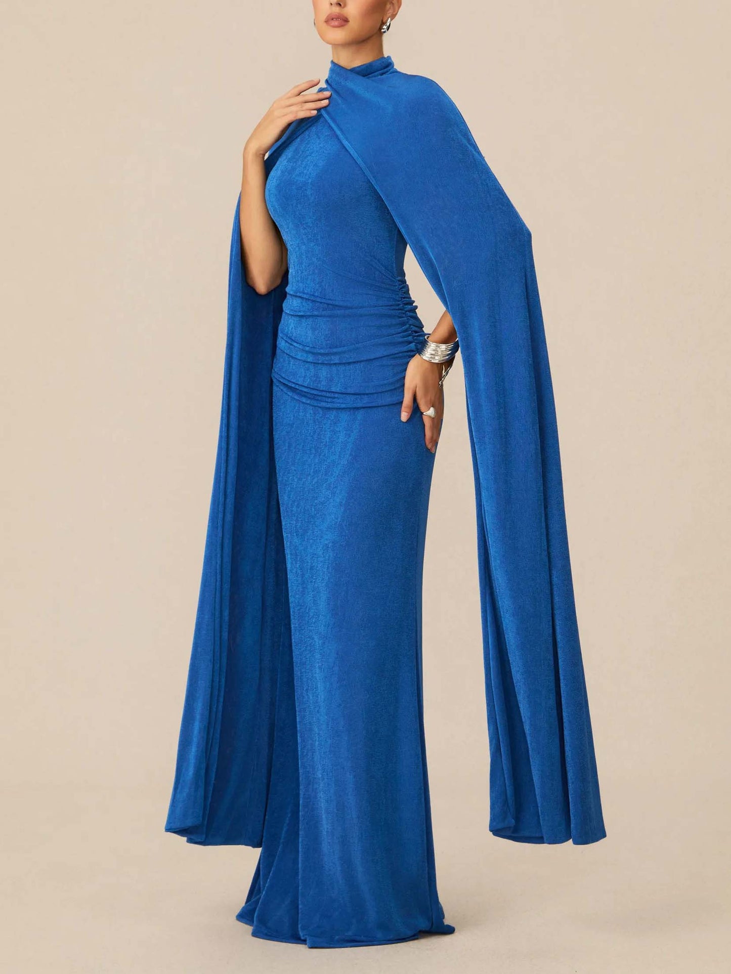 Exquisite Cape Sleeve Maxi Dress