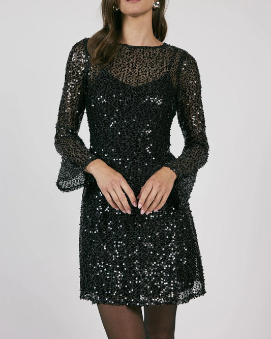 Black Elegant Sequin Mesh Dress