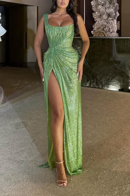 Elegant Sequin Slit Party Maxi Dress