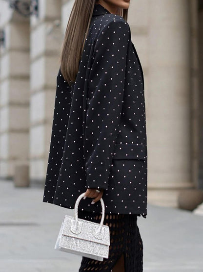 Fashion Polka Dot Print Lapel Long-Sleeve Blazer