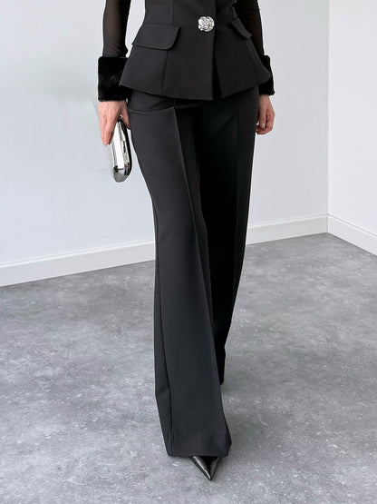 Elegant Tailored High-Waist Suit Trousers