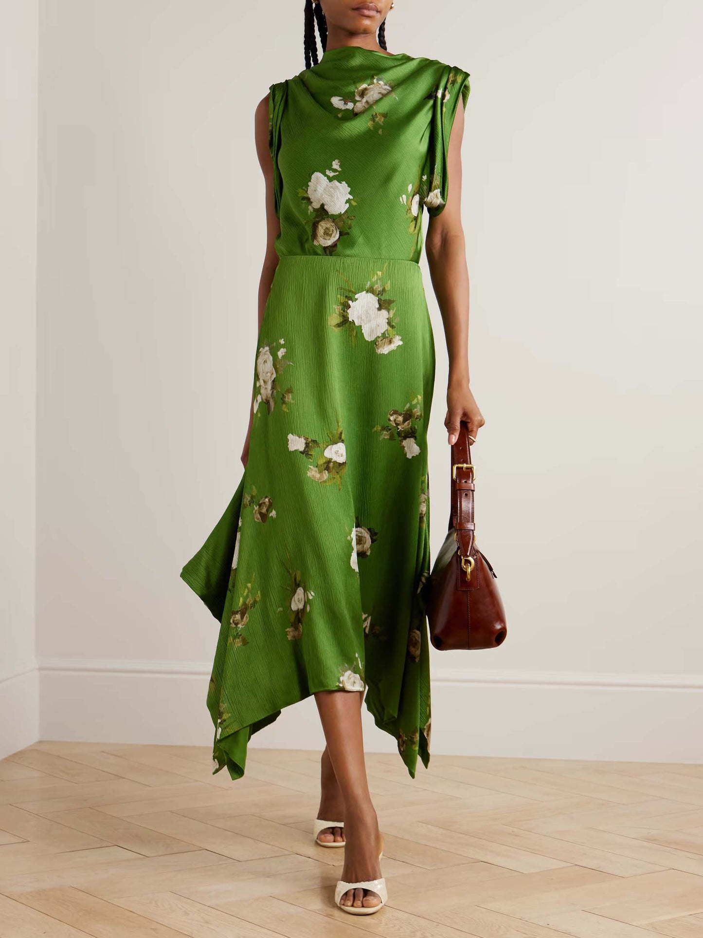 Exquisite Rose Floral Print Satin Shirt