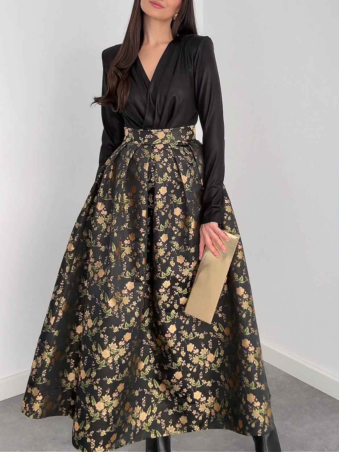 Elegant Jacquard Full Skirt Two-piece Set