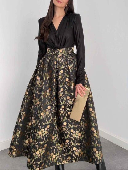 Elegant Jacquard Full Skirt Two-piece Set