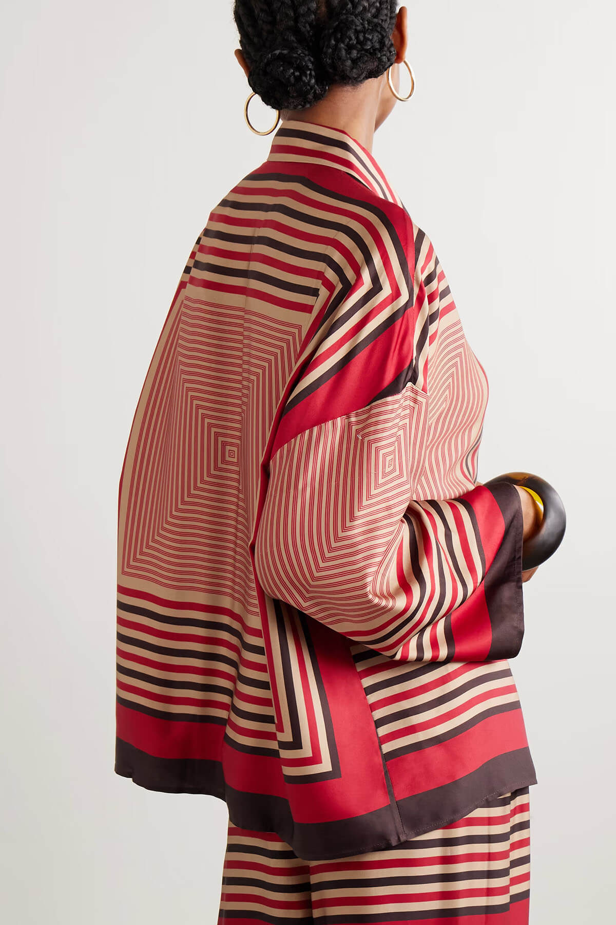 Unique Geometric Print Satin Loose Shirt