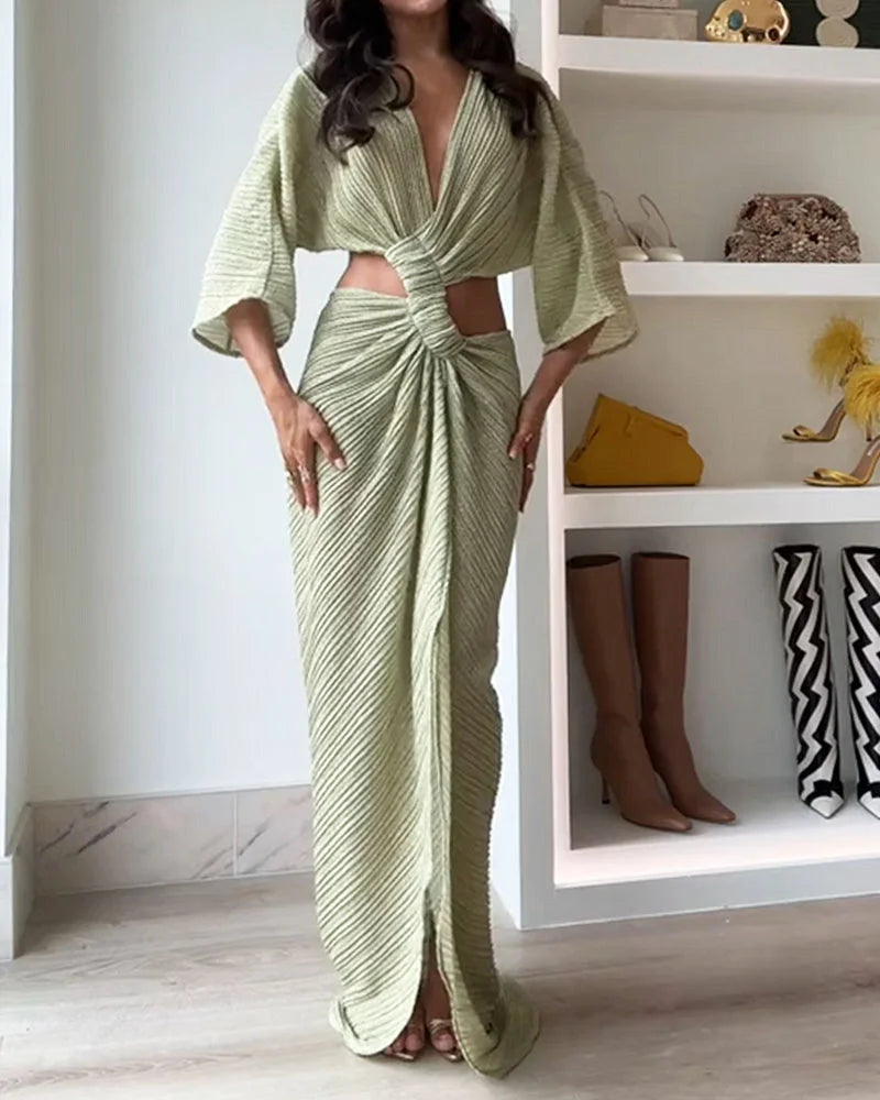 Casual V-neck Off-waist Dress