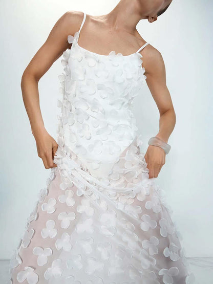 Delicate Floral Backless Chiffon Maxi Dress