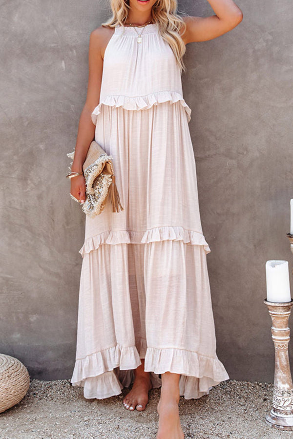 Irregular cake skirt sleeveless long mop skirt