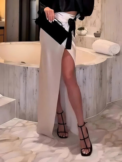 Elegant Satin Cropped Long-sleeved Shirt