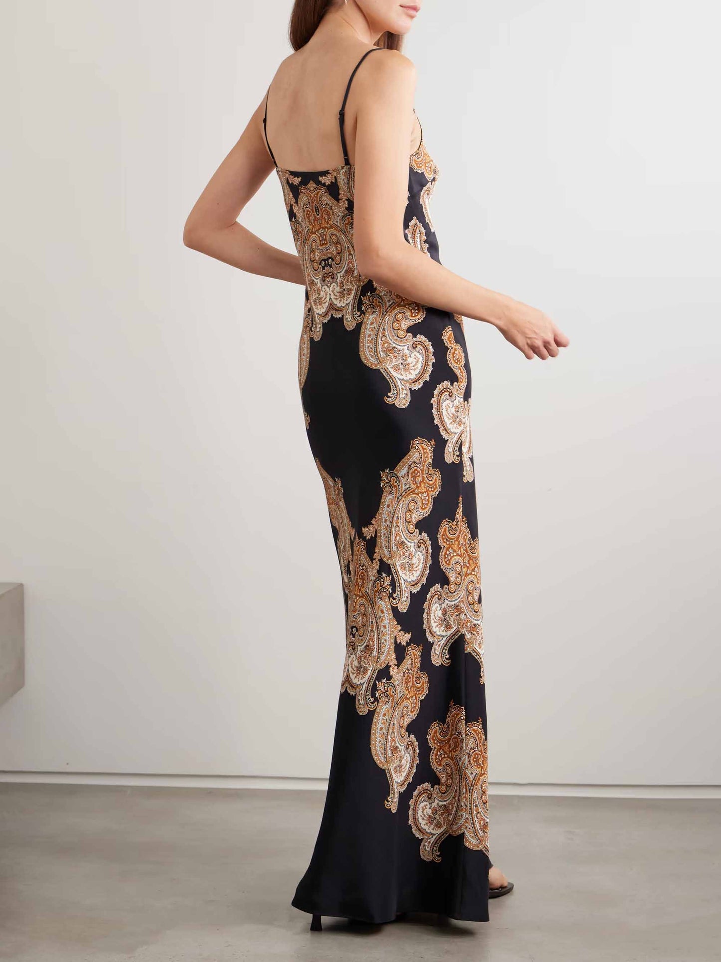 Retro Paisley Print Halter Neck Maxi Dress