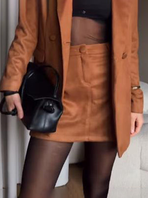 Casual Suede Lapel Blazer