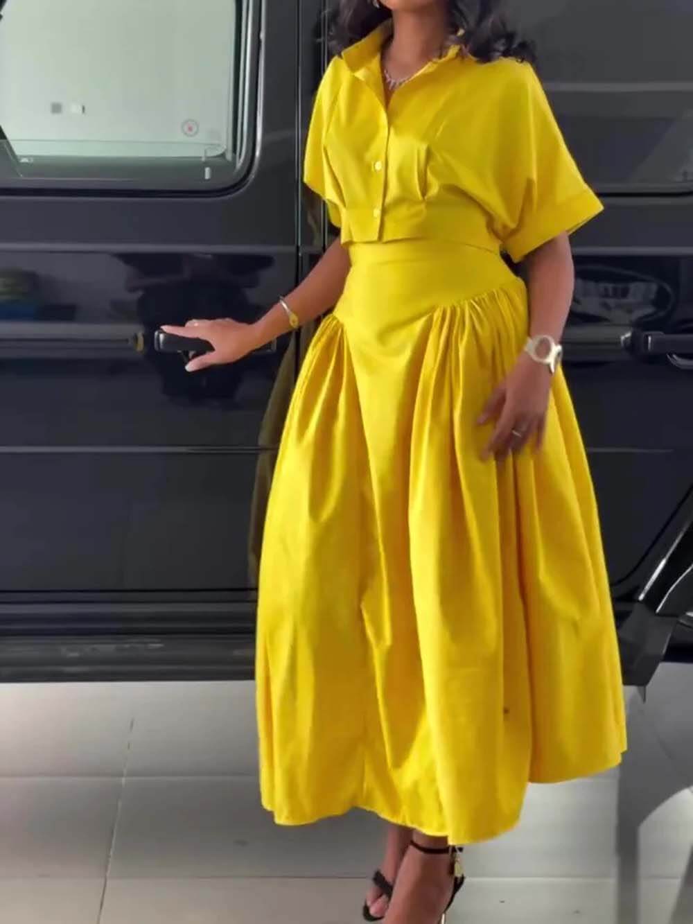 Casual High-Waist Ruched Skirt