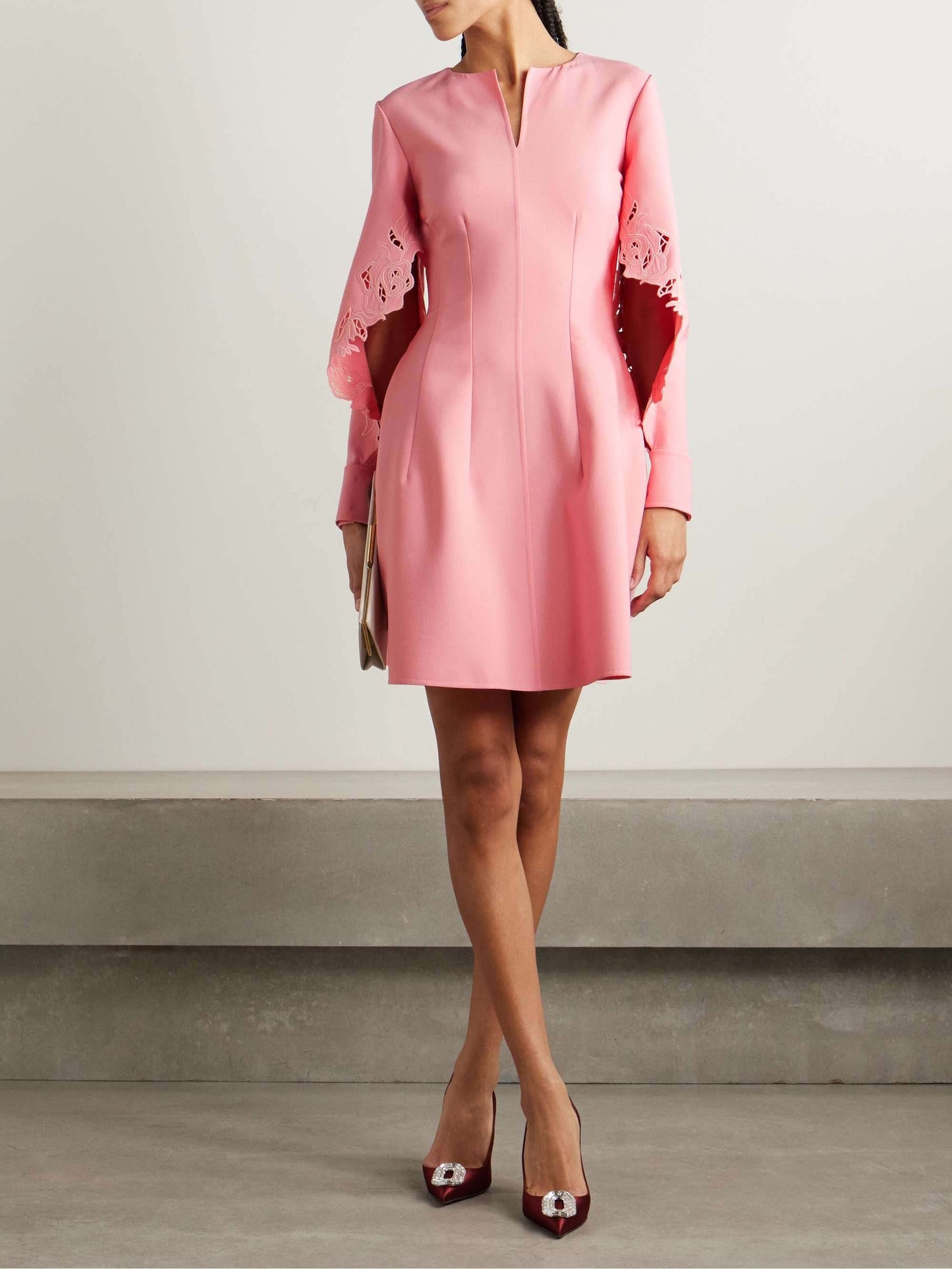 Elegant Rose Embroidery A-Line Mini Dress