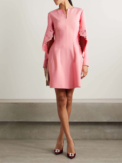 Elegant Rose Embroidery A-Line Mini Dress