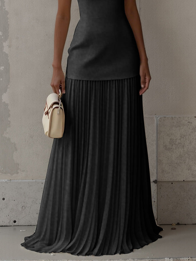 Exquisite Pleated Elastic Waist Skirt