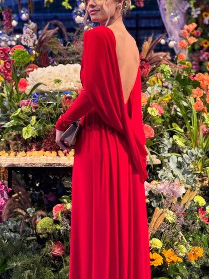 Backless Design Shawl Maxi Dress