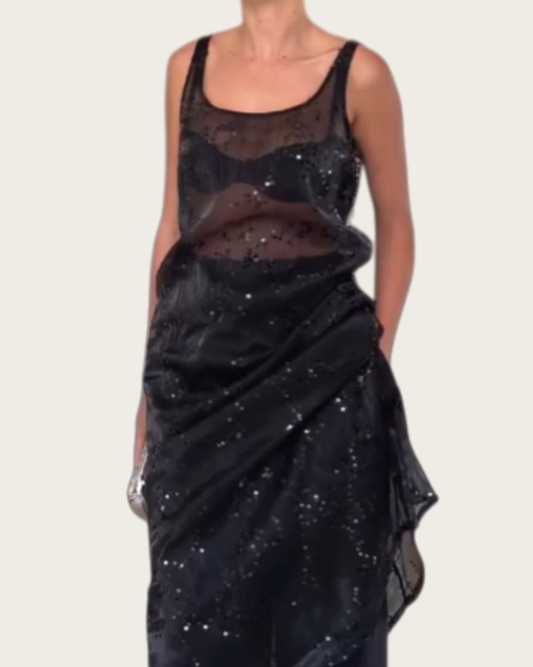 Sexy Sheer Mesh Sequin Midi Dress