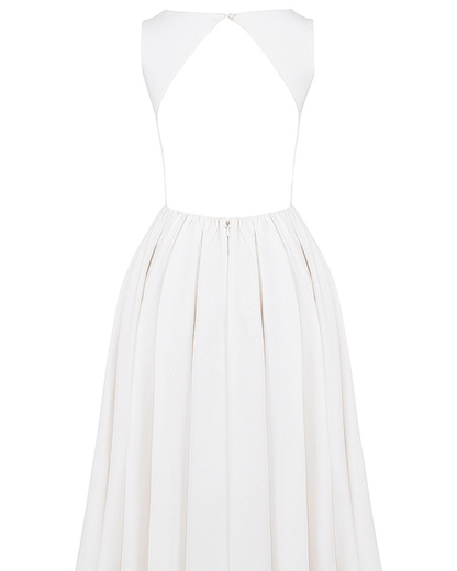 White Twill Sundress Midi Dress
