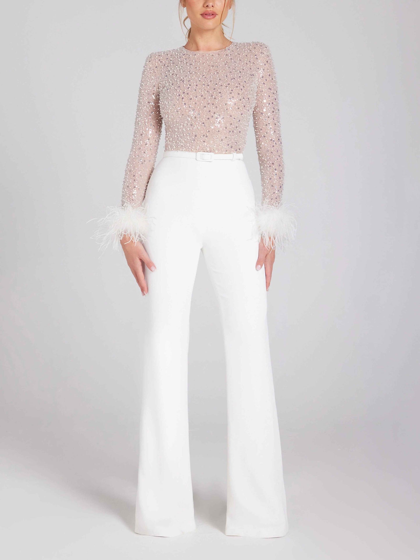 Elegant High-neck Sequined Jumpsuit