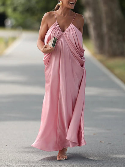 Sexy Backless Ruched Design Strapless Draped Maxi Dress