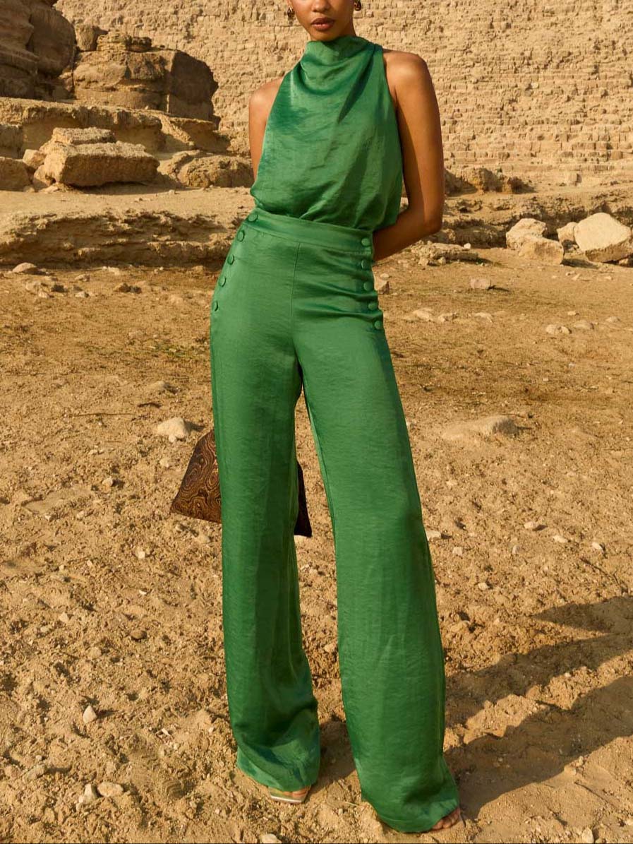 Fashionable Button-down Straight Pants