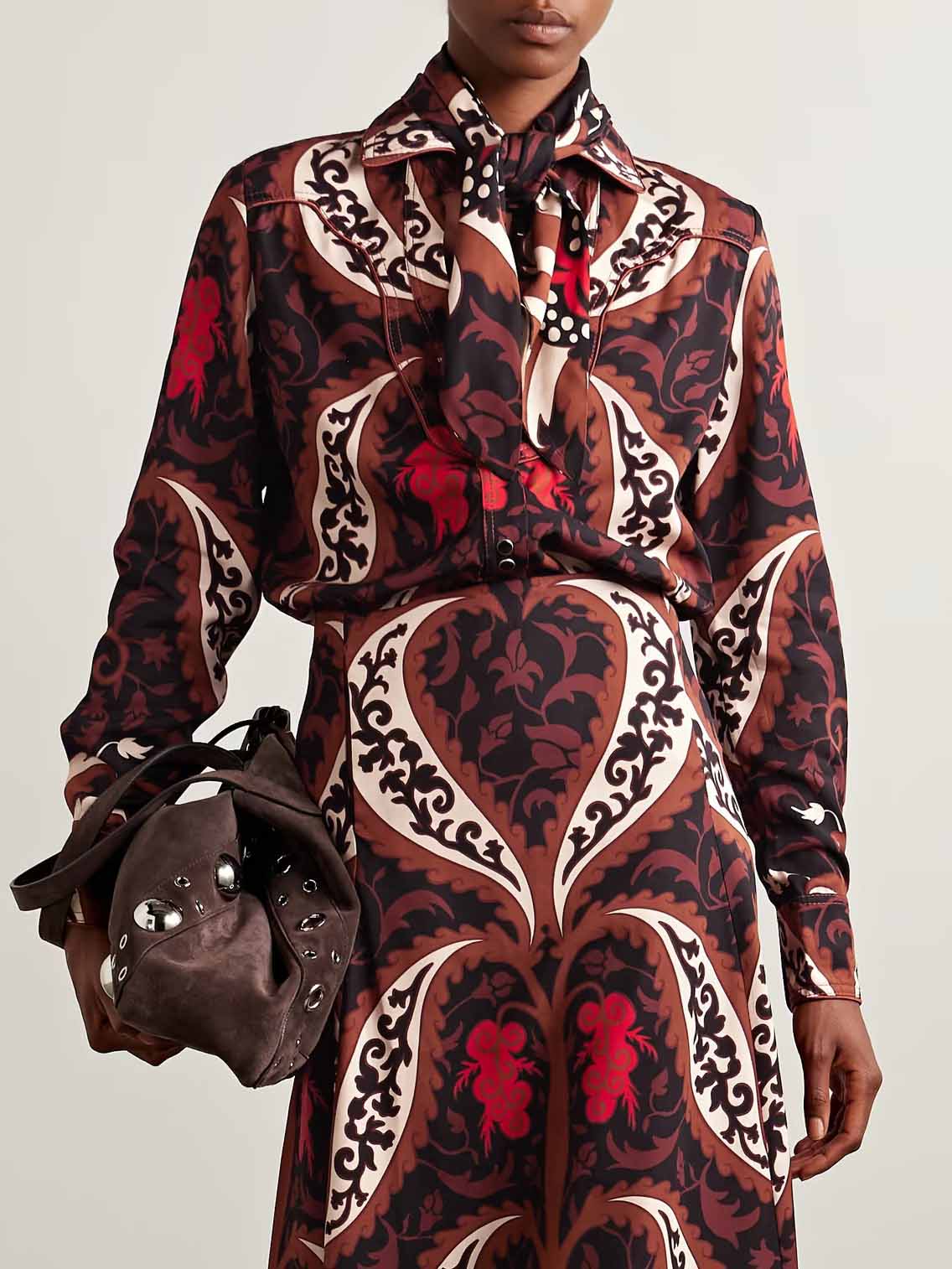 Retro Print Midi Skirt