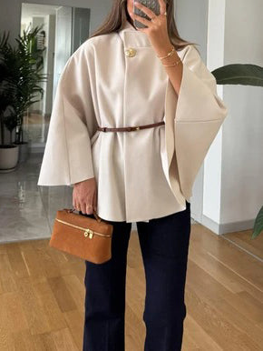 Exquisite Cape And Belted Short Coat