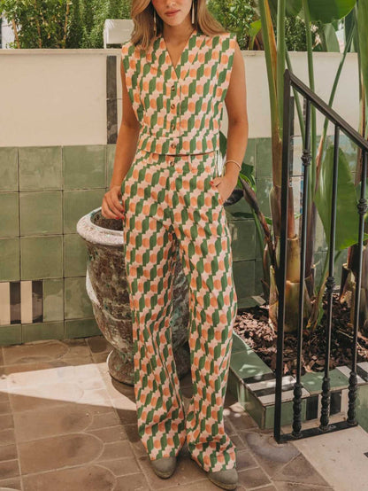 Casual Colorful Geometric Print Pants