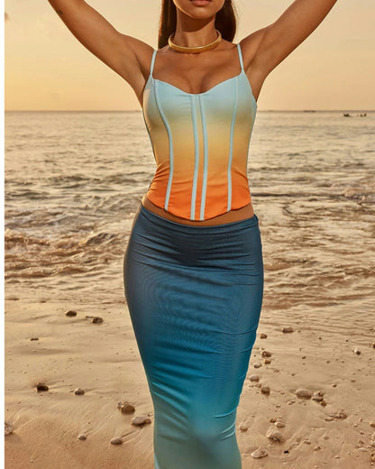 Colorful Tight Maxi Dress