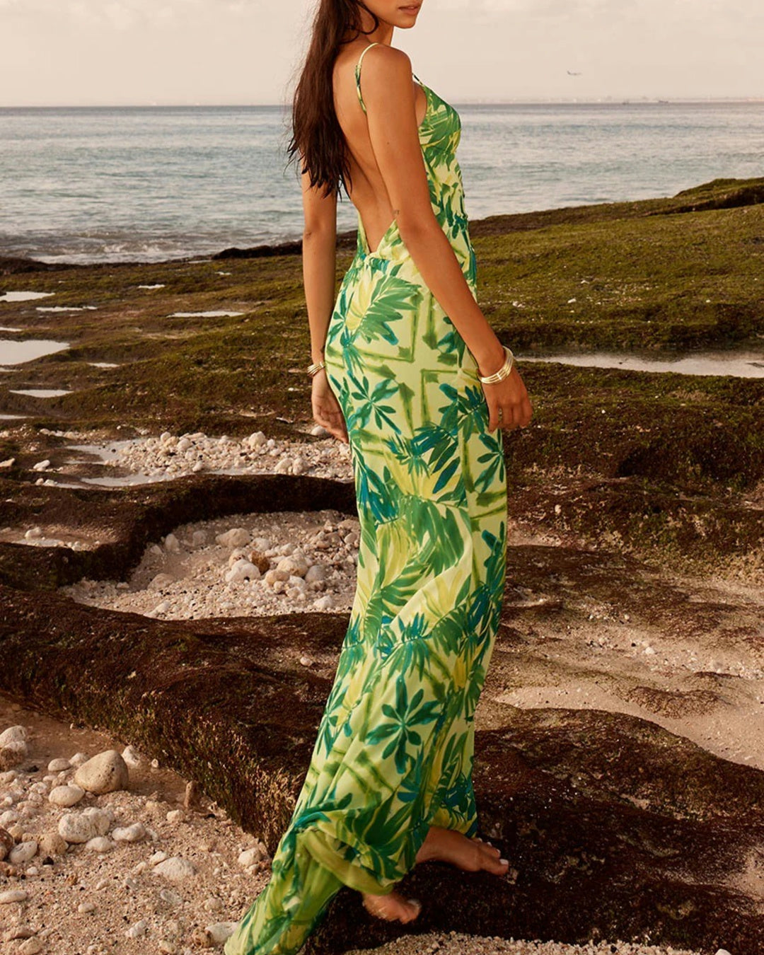 Palm Print Maxi Dress