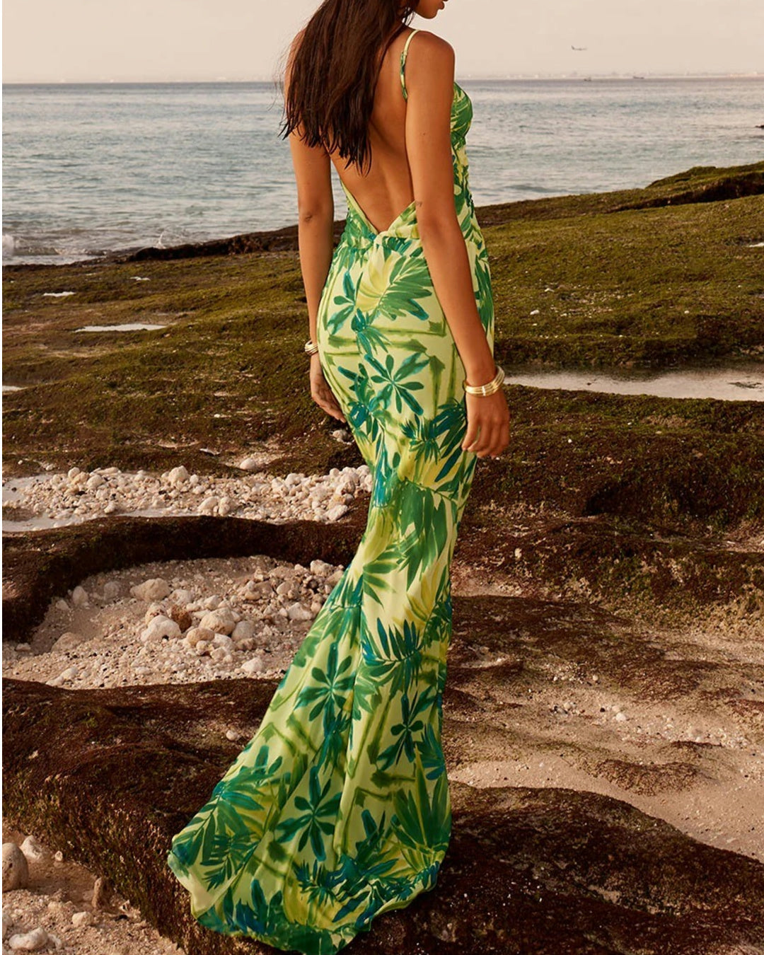 Palm Print Maxi Dress