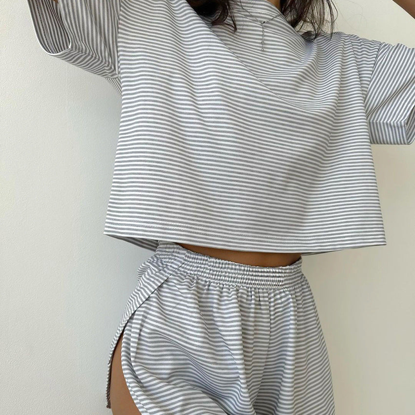 Striped comfortable loose casual two-piece set