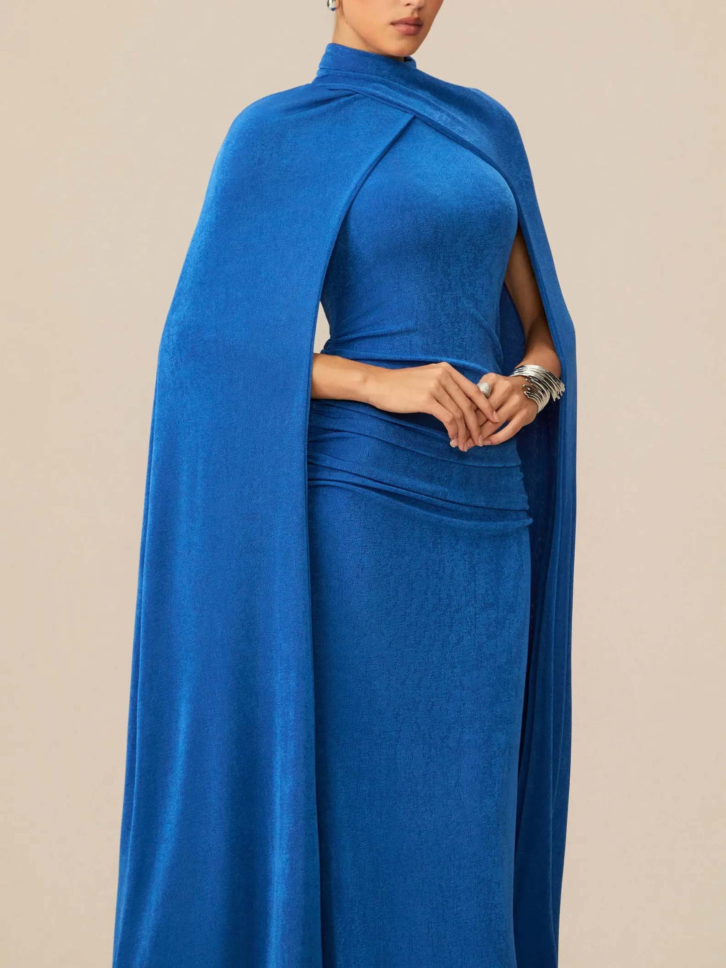 Exquisite Cape Sleeve Maxi Dress