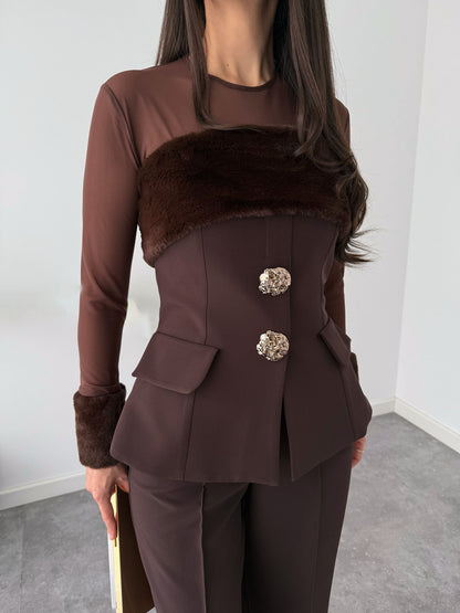 Elegant Tailored High-Waist Suit Trousers