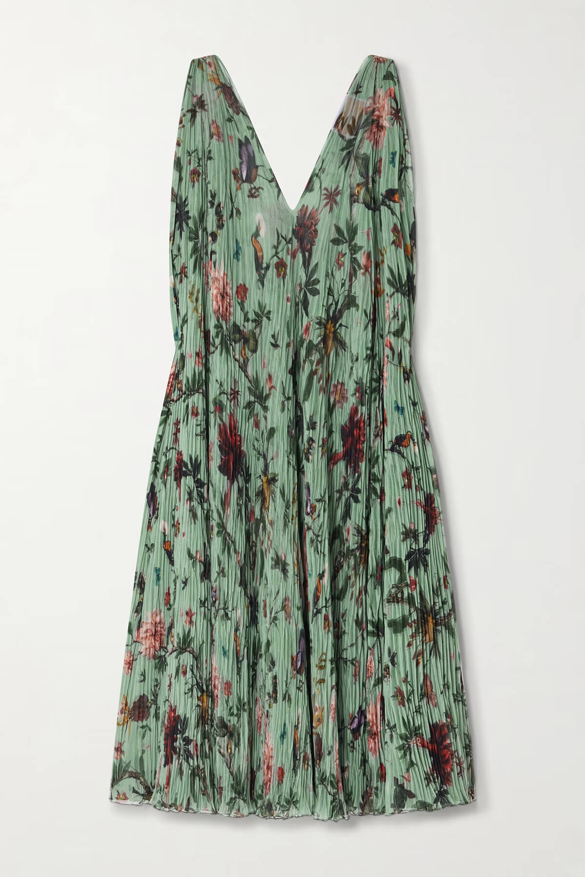 Elegant Flowing Floral Print Ruched Chiffon Maxi Dress