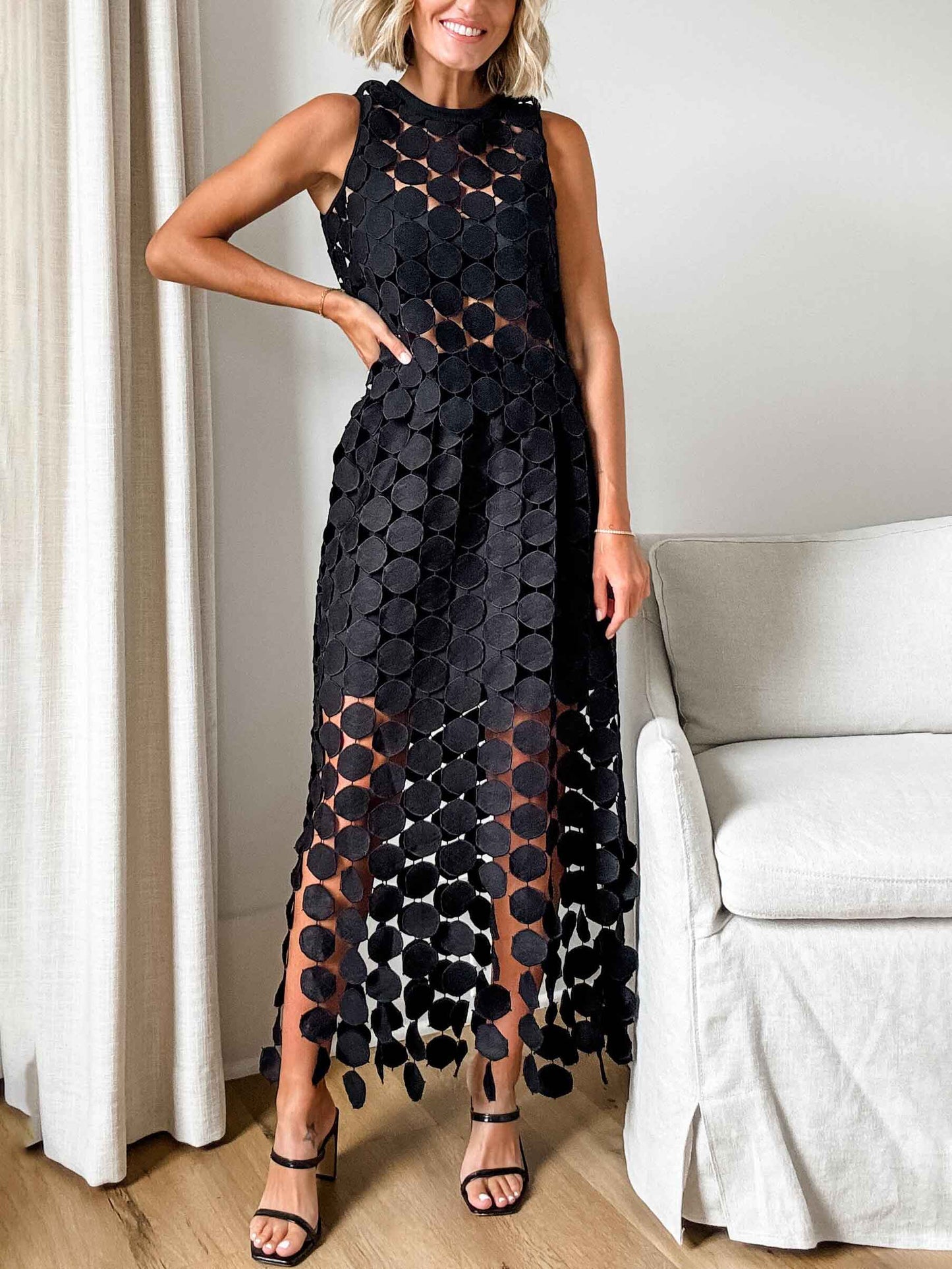 Casual Embroidered Elastic Waist Tassel Long Skirt