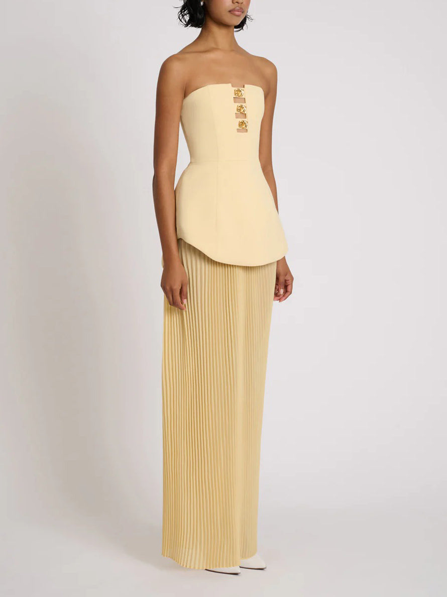 Exquisite Strapless Pleated Maxi Dress